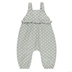 Rylee + Cru Kinsley Seafoam Jumpsuit Romper Fully Embroidered with Flowers 2-3T